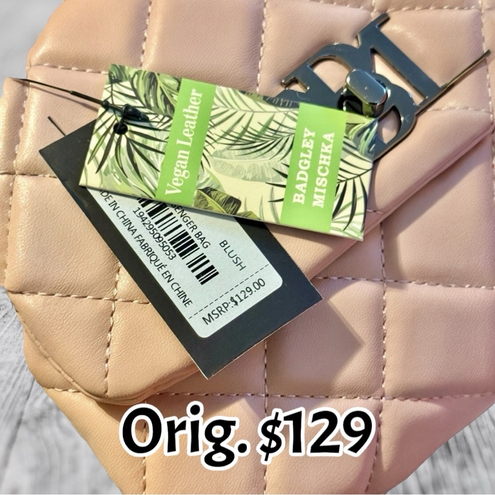 Badgley Mischka Pink/Blush Quilted Women's Bag, NWT✔️ - Picture 6 of 9